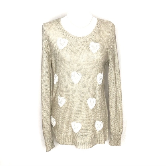 Lauren Conrad Beige Lace Hearts Sweater - Picture 2 of 3